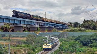 Speeding DOUBLE CHASE of DIVERTED Trains  Diesels over Electrics  HASSAN line  Indian Railways [upl. by Walker]