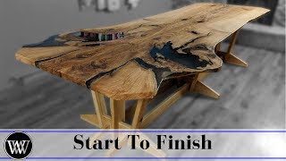 Making the Live Edge Slab Family Dining Room Table With Epoxy Fill For Video Edit [upl. by Neened]