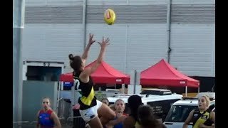 Richmonds Ellie McKenzie takes a spectacular mark against the Bulldogs  NORMAL SPEED [upl. by Sundin106]