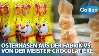 35Mio Schokohasen pro Jahr Osterhasen aus der Fabrik vs von der MeisterChocolatière [upl. by Sirap]