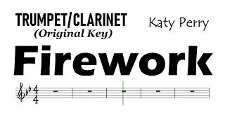 Firework Katy Perry Trumpet Clarinet Original Key Sheet Music Backing Track Partitura [upl. by Anavlis]