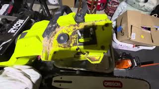 Changing Ryobi 40v 14” chainsaw to 16” [upl. by Freytag]