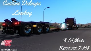 ATS Custom Deloupe Lowboy trailer as well as RTA Mods Kenworth T908 on a very eventful jounery [upl. by Aynekal]