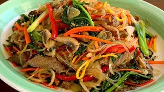 Japchae Glass noodles stirfried with vegetables 잡채 [upl. by Olli261]