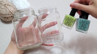 I did an INCREDIBLE job with the glass bottle yarn nail polish DIY recycling craft ideas [upl. by Gardiner]