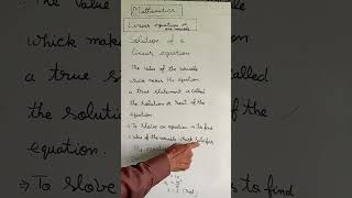 Linear Equation solution Mathformulashorts2024 Linear Equation chapter shorts [upl. by Ordnasela]