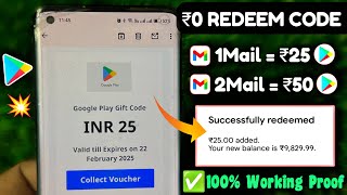 New Method  free redeem code for playstore at ₹0  How to get free google redeem code [upl. by Enihpled372]