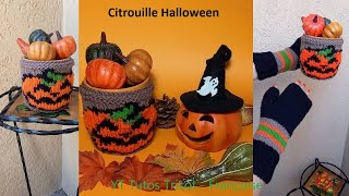 Tuto Tricot Mug Halloween  Tuto Tricot motif Jacquard Citrouille  Tuto Tricot motif Halloween [upl. by Araik247]