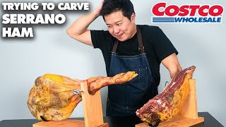 How to Carve Serrano Ham  Costco Serrano Ham Jamón ibérico Carving [upl. by Ehttam]