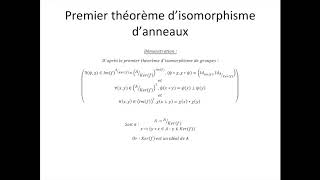 Structures algébriques partie 57  Premier théorème disomorphisme danneaux [upl. by Austina]
