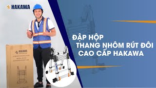 Đập hộp thang nhôm rút đôi chữ A Hakawa [upl. by Rezal]