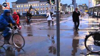 Cycling in the rain morning rush hour in Utrecht Netherlands 170 [upl. by Ardaed]