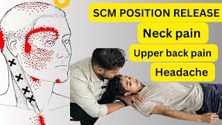 Neck Pain amp Headache Relief exercise SCM muscle position release [upl. by Nadaba492]