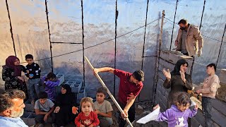 Rural life in Iran  Pern family is building a new barn next to the stable🛖 [upl. by Enomas]