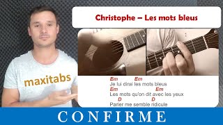 Tuto guitare Christophe  Les mots bleus Accords et Paroles [upl. by Naed]