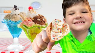 Caleb LEARNS to make HOMEMADE ice cream with MOM [upl. by Barcus]