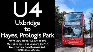 【London Bus 2023】U4 Uxbridge to Hayes Prologis ParkFull Route VisualMetrolineEnviro400Nice TE [upl. by Rizzi]