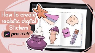 HOW TO CREATE REALISTIC DIGITAL STICKERS IN PROCREATE amp GOODNOTES [upl. by Nnylyt]