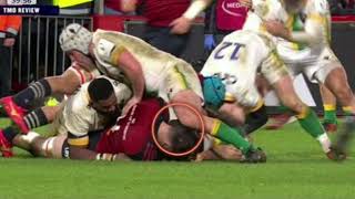 Champions Cup Curtis Langdon red carded for his knee to the face of Tom Ahern [upl. by Skye]