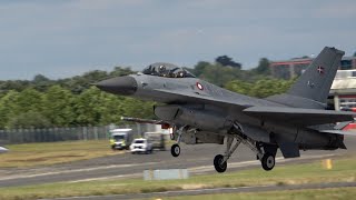 FARNBOROUGH AIRSHOW 2024 Fast Military Jet displays F15 F16 and F35 Runway views 22 July 24 [upl. by Nessy127]