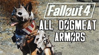 FALLOUT 4 ALL DOGMEAT ARMORS  PIMP YOUR DOG [upl. by Yahsram]