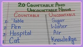 Examples of Countable and Uncountable Noun  20 Examples  english grammar countable [upl. by Slorac266]