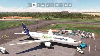 MSFS B777F Lufthansa Cargo landing at Lagos DNMM Nigeria [upl. by Nnylkoorb172]