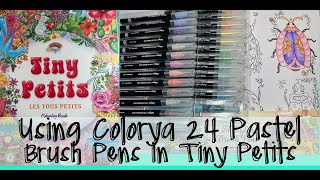 Colorya 24 Nylon Pastel Brush Pans in Tiny Petits Adult Colouring Book  Adult Coloring [upl. by Nekciv]