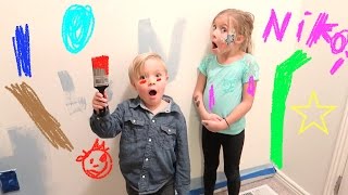 🎨NAUGHTY KIDS BUSTED PAINTING ON THE WALL😡 [upl. by Eisned849]