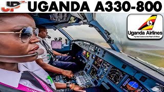 Uganda Airlines Airbus A330800neo Cockpit to Johannesburg [upl. by Hailahk]