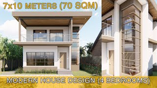 Modern House Design Idea 7x10 meters 70sqm with 4 bedrooms [upl. by Ching754]