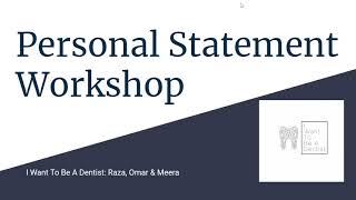 Personal statement webinar 2021 IWTBAD Dentistry application [upl. by Neelyaj]