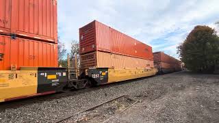 I157 Overtakes an Empty Auto Rack Train in Voorheesville NY on a Late October Summer Afternoon [upl. by Stefanie]