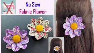 💖 Fabric Flower without Sewing Machine  How to make Fabric Flower Hair Clips  Flor de tecido [upl. by Suired264]