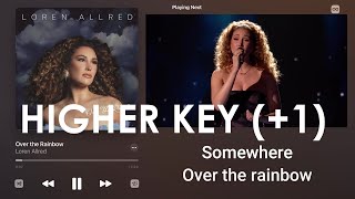 Loren Allred  Over the Rainbow Higher Key 1 Karaoke Instrumental [upl. by Euqnomod368]