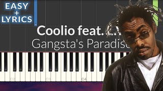 Coolio  Gangstas Paradise EASY Piano Tutorial  Lyrics [upl. by Ruggiero]