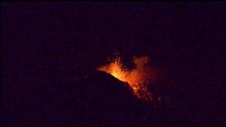 Etna volcano strombolian activity at New SE crater and steam rings [upl. by Atiuqel]