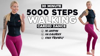 5000 STEPS IN 30 MIN  Walking Cardio Dance Workout to Burn Fat Knee Friendly No Jumping [upl. by Aihsiym]