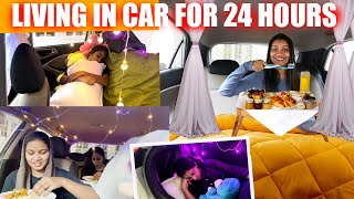 LIVING 24 HOURS IN A CAR 🚗 CHALLENGE 😂  ഒരു ദിവസം മുഴുവൻ കാറിൽ  PULLOTHI [upl. by Eilra481]