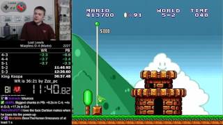 361595 Super Mario Bros The Lost Levels Warpless D4 Mario speedrun Former World Record [upl. by Yrok]