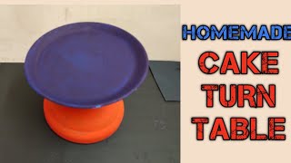 How to make a easy cake decorating Turntable standHomemade turntableIcing standRotating stand [upl. by Atinaj]