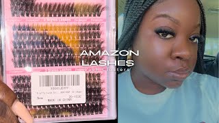 DIY LASHES AT HOME  Amazon lash clusters [upl. by Eseenaj]