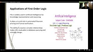 FIRST ORDER LOGIC ARTIFICIAL INTELLIGENCE [upl. by Olva]