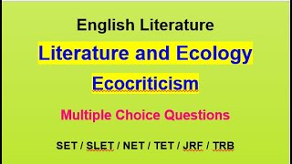 Literature and Ecology  Ecocriticism literatureandecologyecocriticismmcqsetnettetjrftrb [upl. by Palmore]