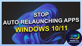 Disabling Automatic Reopening of Applications in Windows after Shutdown Windows 1011 [upl. by Urbannal]