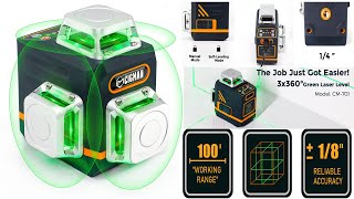 CIGMAN 3x360° Green Laser Level Tool FULL REVIEW [upl. by Vanzant933]