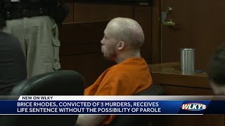 Brice Rhodes convicted of 3 murders receives life sentence without the possibility of parole [upl. by Levine570]