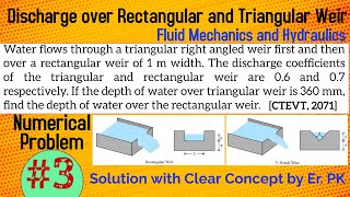 Discharge over Rectangular and Triangular Weir  Problem 3  Fluid Mechanics and Hydraulics [upl. by Oicram]