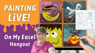 Easy Halloween Traceables  Art acrylic paintings  use any medium Studio hangout with Annie Troe [upl. by Omari989]