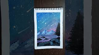 Sky painting idea for beginners northern lights painting art acrylicpainting trending drawing [upl. by Hewe]